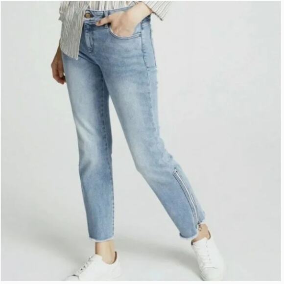 DL1961 Mara Instasculpt Straight Ankle Marina Raw Hem Zip Ankle Flare 25 - Picture 1 of 8